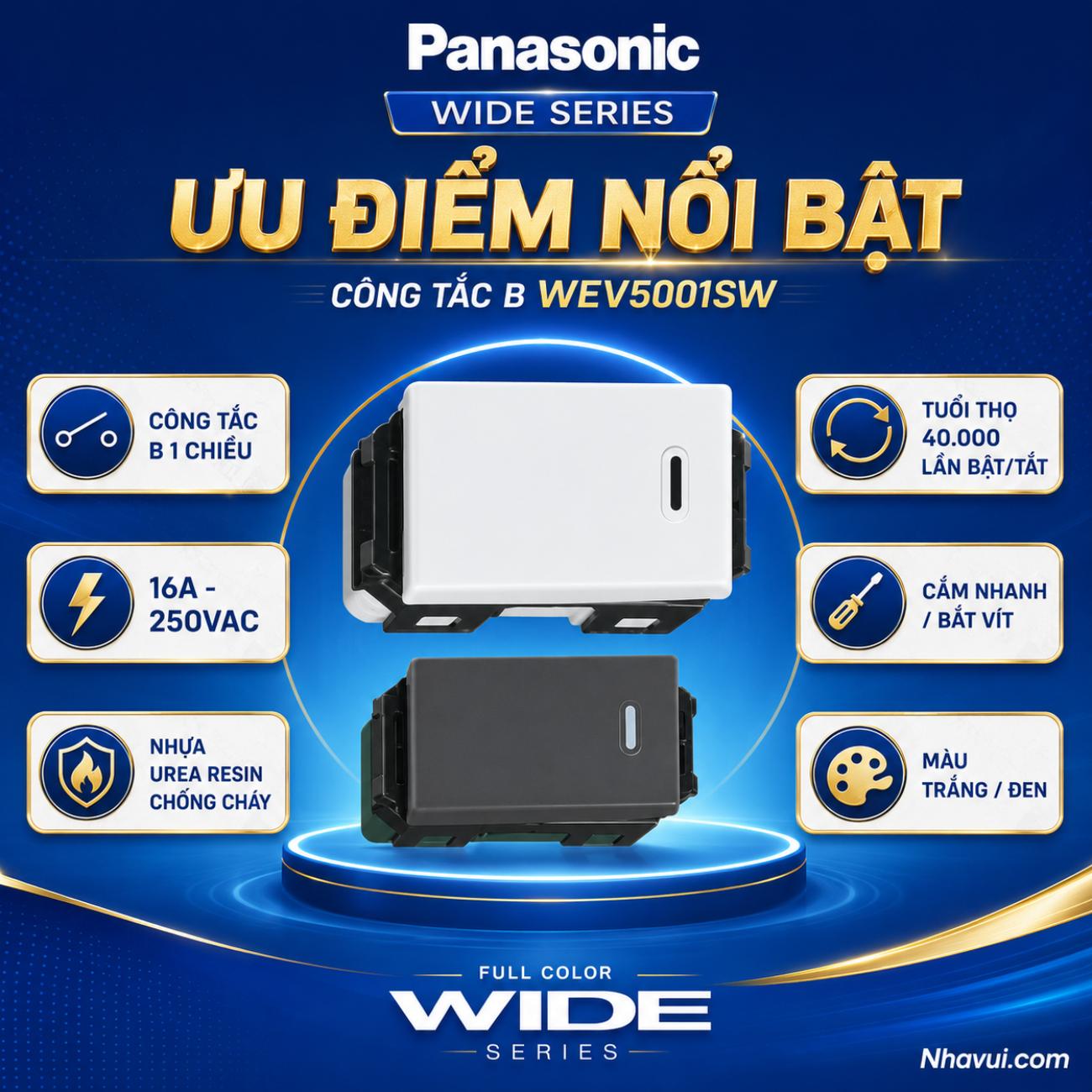 Công tắc B 1 chiều Panasonic Wide Series WEV5001SW